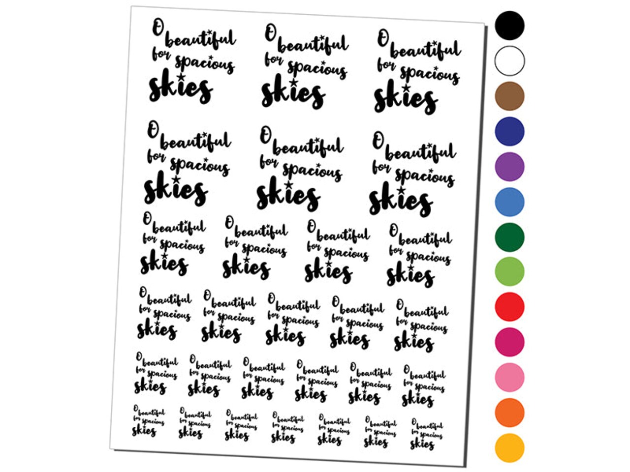O Beautiful for Spacious Skies America the Beautiful Patriotic USA Temporary Tattoo Water Resistant Fake Body Art Set